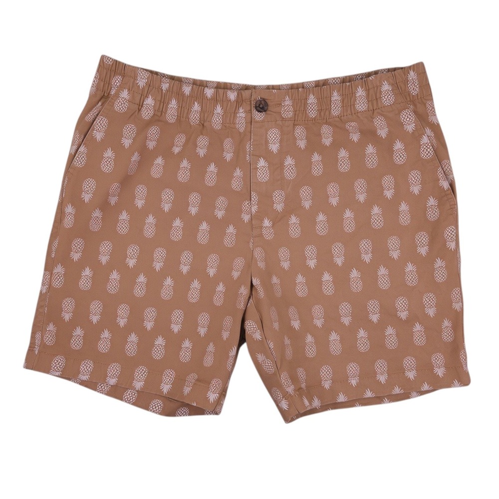 Tommy Hilfiger Shorts Mens L Brown Pineapple Print Elastic Waist Casual Summer
